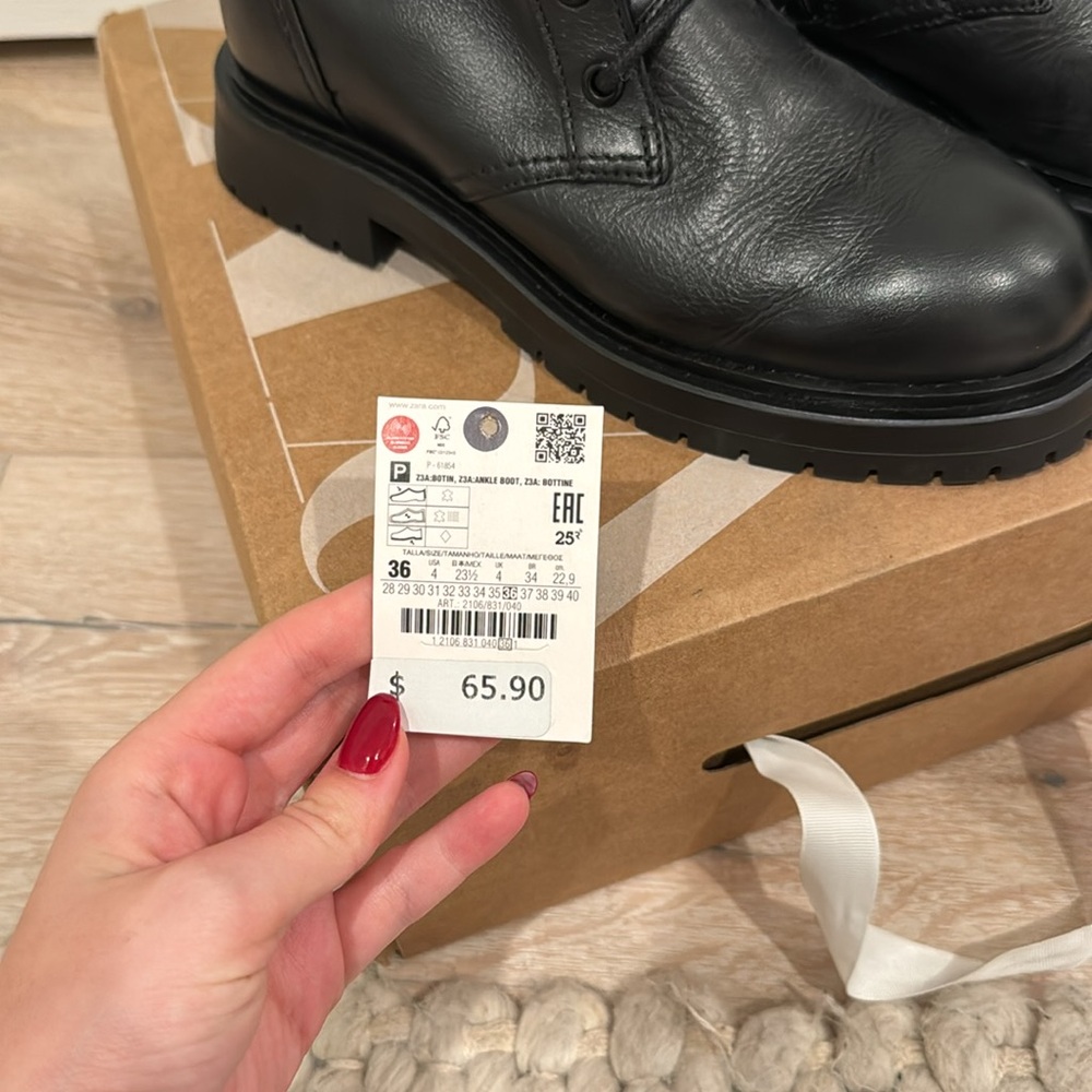 Zara Kids Black Combat Boots - Picture 2 of 4